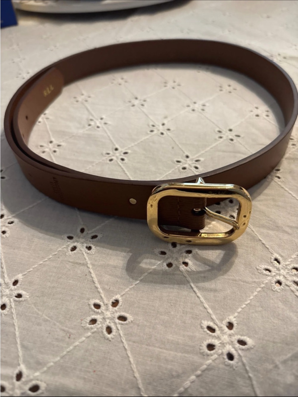 Ralph Lauren Brown Leather Belt with Gold Buckle